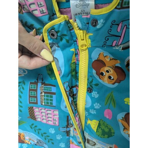 Disney Zip up Hoodie Jacket Lady and The Tramp Snow Rain Blue Girls Size 5 6 - Picture 10 of 11